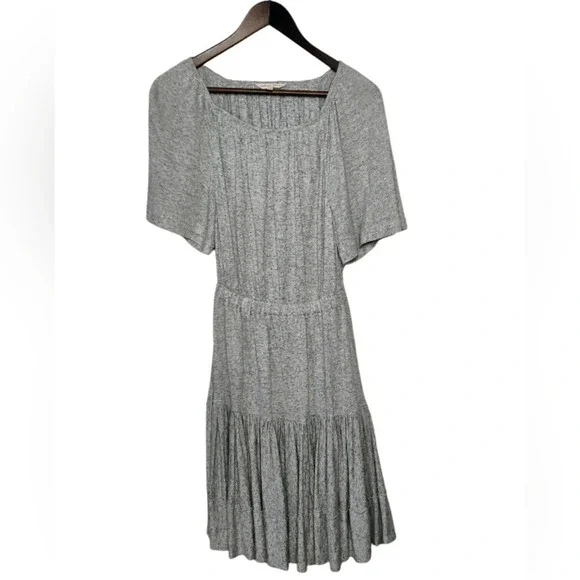 Rebecca Taylor Open Back Ruffle Grey Melange Jersey Short Flax Dress Size XS - Picture 14 of 16